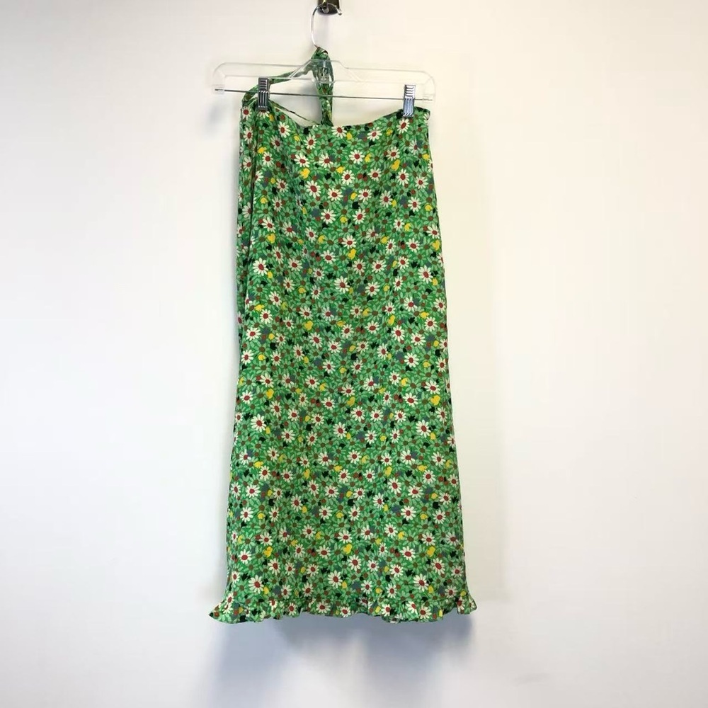 Miu Miu Green Floral Skirt.